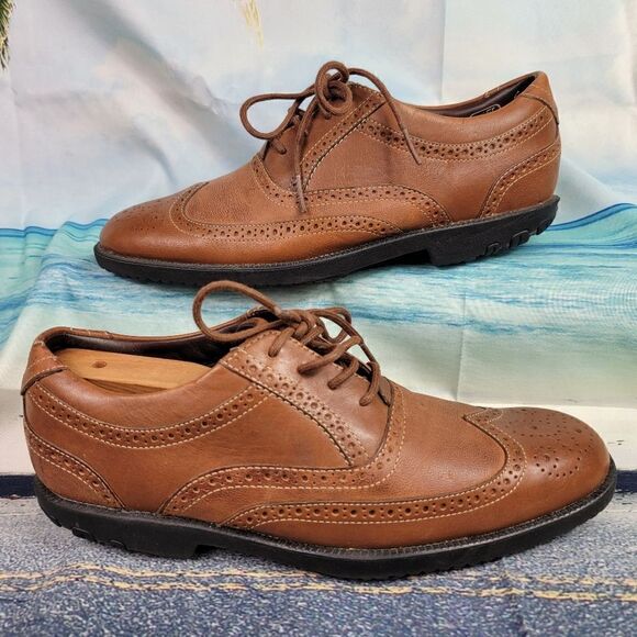 Rockport Shoes Comfort Brown Leather Wingtip Brogue Oxford Mens 7M - Picture 1 of 6
